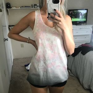 Long light pastel floral tank top